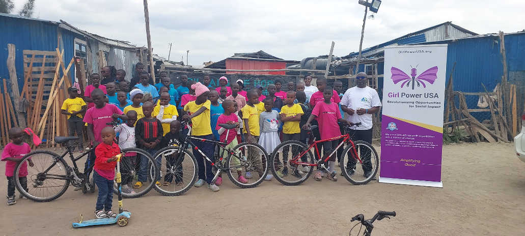 Bike distribution by Girl Power USA at Pillars of Hope 