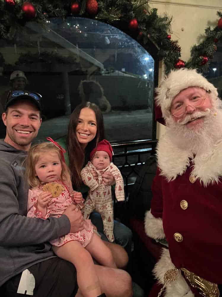 Derrick May with his family and Santa 